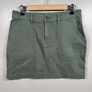 Faherty Organic Cotton Utility Mini Skirt Size Medium Fatigue Green Y2K Casual